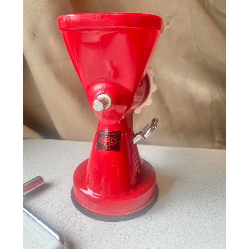Pedrini Lillo Manual Meat Grinder Pasta Maker Red Plastic Italy Removable Handle - Picture 4 of 15